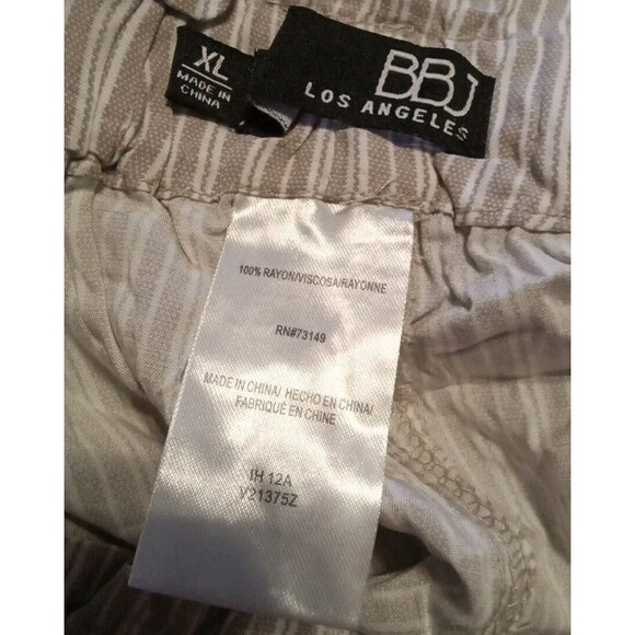 NWT BBJ SIZE  XL LIGHTWEIGHT STRIP PANTS POCKETS TIE PULLON ELASTIC BOTTOM LEGS - Picture 3 of 4